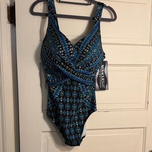 Miraclesuit Black and Teal Swimsuit - New with tags!
